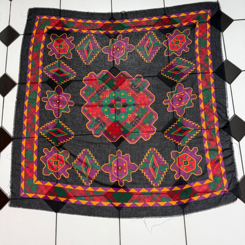Potomac Collection Square Scarf Geometric Tribal  46"X 46" Italy